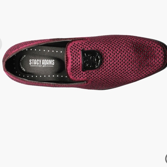 Stacy Adams SWAGGER 
Studded Slip On velvet loafer Burgundy Size 8.5 - Picture 6 of 16